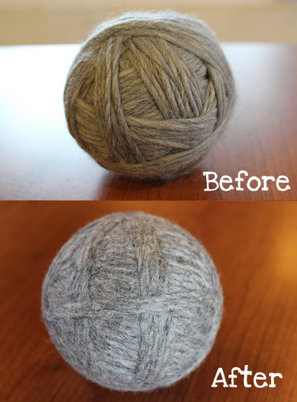 Wool Dryer Balls Before and After