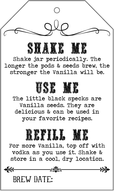 Homemade Vanilla Printable Instruction Tag