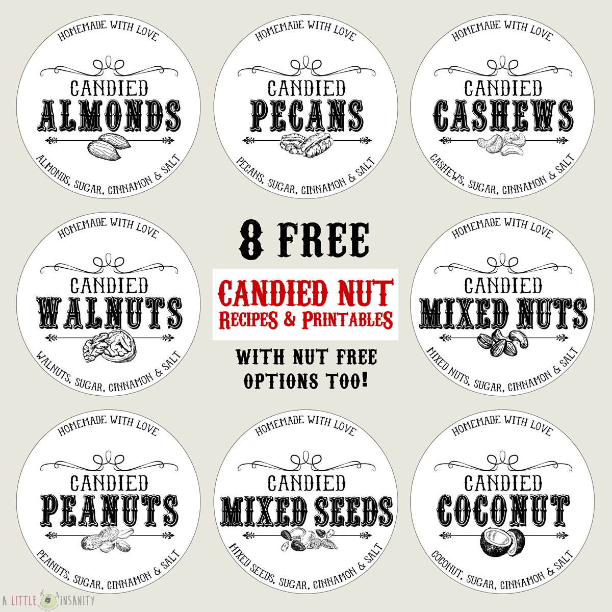 Candied Nuts Free Printable Labels