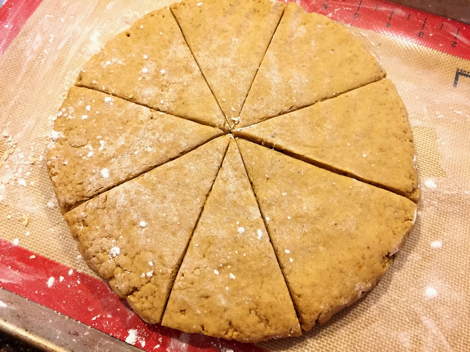 Roll out dough & then cut scones to desired size.