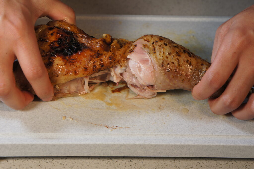 Removing bones from the dark meat